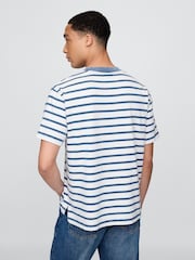 Gap White/Blue Stripe DÔEN Pocket Short Sleeve T-Shirt - Image 3 of 10