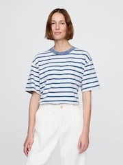 Gap White/Blue Stripe DÔEN Pocket Short Sleeve T-Shirt - Image 4 of 10
