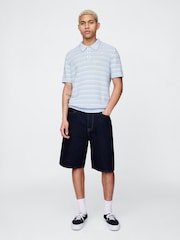 Синий - Gap Cotton Knit Striped Polo Shirt - Image 3 of 5