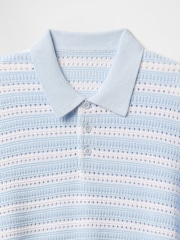 Синий - Gap Cotton Knit Striped Polo Shirt - Image 5 of 5