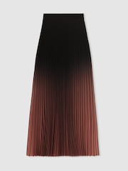 Reiss Black/Pink Marlie Ombré Pleated Midi Skirt - Image 2 of 6