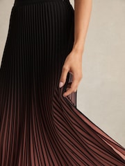 Reiss Black/Pink Marlie Ombré Pleated Midi Skirt - Image 4 of 6