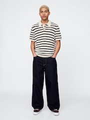 Кремовый - Gap Cotton Knit Striped Polo Shirt - Image 3 of 5