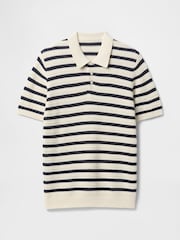 Кремовый - Gap Cotton Knit Striped Polo Shirt - Image 4 of 5