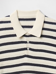 Кремовый - Gap Cotton Knit Striped Polo Shirt - Image 5 of 5