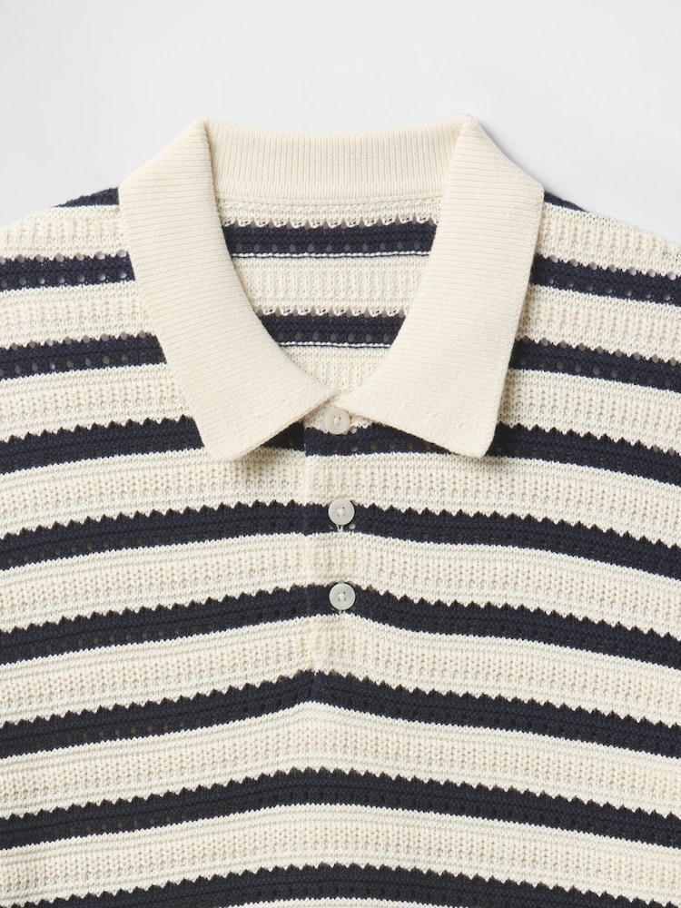 Кремовый - Gap Cotton Knit Striped Polo Shirt - Image 5 of 5