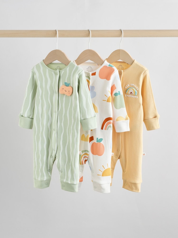 Yellow Baby Footless Character Sleepsuits 3 Pack (0mths-3yrs) - Image 1 of 15