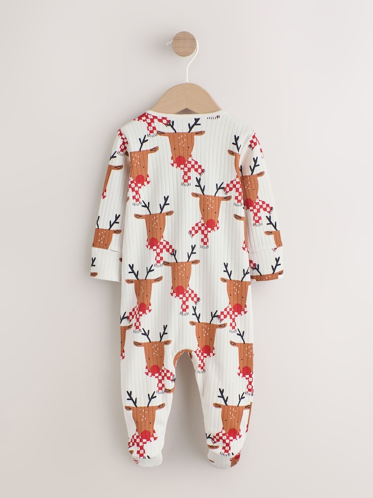 Ecru Baby Christmas Reindeer Sleepsuit (0mths-3yrs) - Image 2 of 8