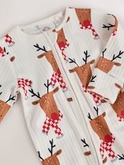 Ecru Baby Christmas Reindeer Sleepsuit (0mths-3yrs) - Image 4 of 8