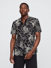Gap Black/White Poplin Short Sleeve Shirt - Image 1 of 5