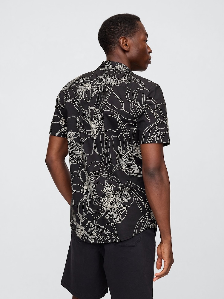 Gap Black/White Poplin Short Sleeve Shirt - Image 2 of 5