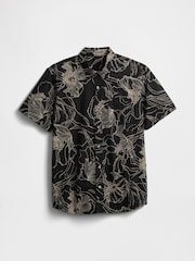 Gap Black/White Poplin Short Sleeve Shirt - Image 4 of 5