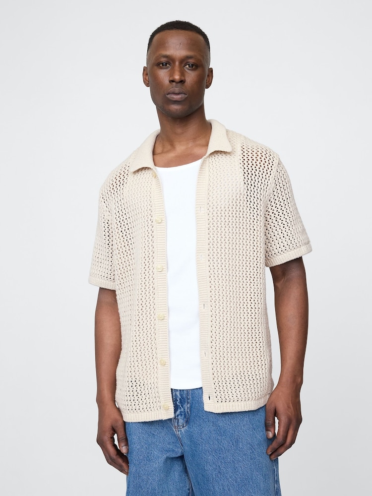 Gap Beige Crochet Knit Shirt - Image 1 of 5