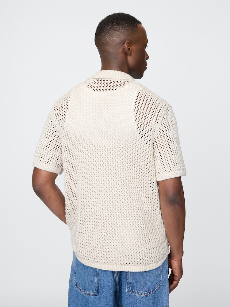 Gap Beige Crochet Knit Shirt - Image 2 of 5