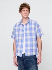 Gap Blue Check Linen-Cotton Short Sleeve Shirt - Image 1 of 5