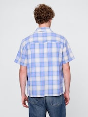 Gap Blue Check Linen-Cotton Short Sleeve Shirt - Image 2 of 5