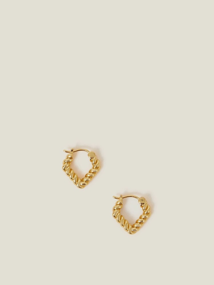 Accessorize 14ct zlata (barva); zlato-Plated Twist V-obliki okrogli uhani - Slika 2 iz 3