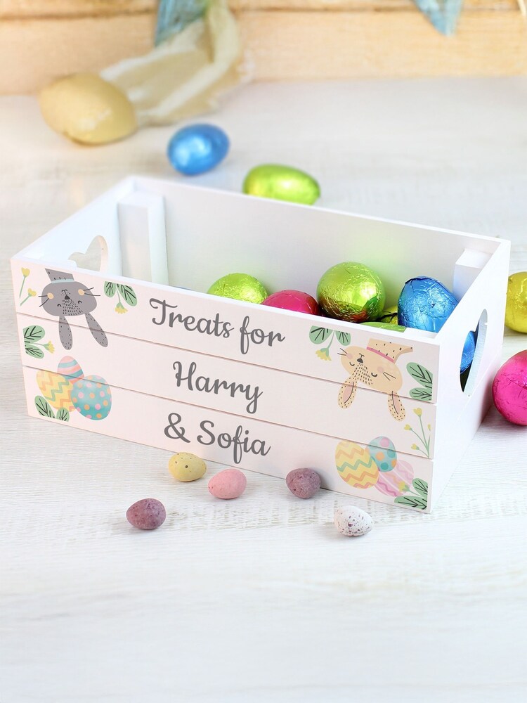 Personalised Easter Bunny Small Wooden Crate by PMC - Image 2 of 4