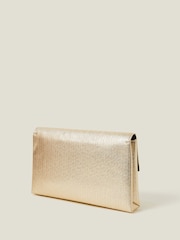 Accessorize Gold Metallic Fold-Over Clutch Bag - Image 2 of 6