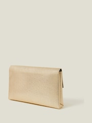 Accessorize Gold Metallic Fold-Over Clutch Bag - Image 3 of 6