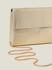 Accessorize Gold Metallic Fold-Over Clutch Bag - Image 4 of 6