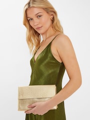 Accessorize Gold Metallic Fold-Over Clutch Bag - Image 6 of 6