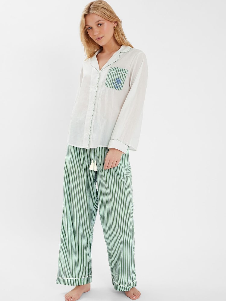 Accessorize Dandelion Stripe Print 100% Cotton Pyjamas Set - Imagen 1 de 3 Accessorize Dandelion Stripe Print 100% Cotton Pyjamas Set - Imagen 1 de 3