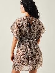 Accessorize Brown Animal Print Chiffon Kaftan - Image 3 of 4