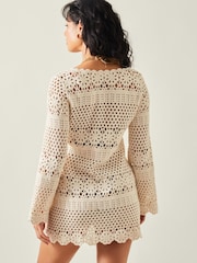 Accessorize Natural Crochet Long Sleeve Cover-Up - Image 3 of 4