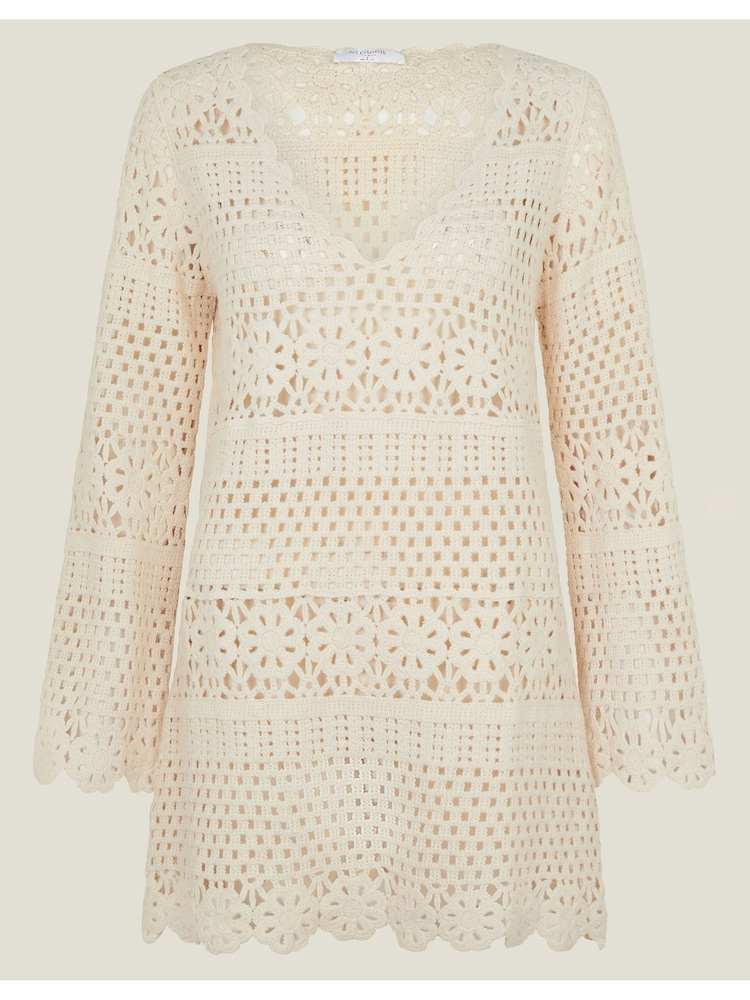 Accessorize Natural Crochet Long Sleeve Cover-Up - Image 4 of 4