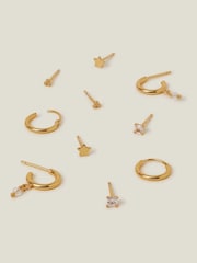 Accessorize Gold 14ct Plated Star Stud and Hoop Earrings 5 Pack - Image 1 of 3