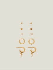 Accessorize Gold 14ct Plated Star Stud and Hoop Earrings 5 Pack - Image 2 of 3