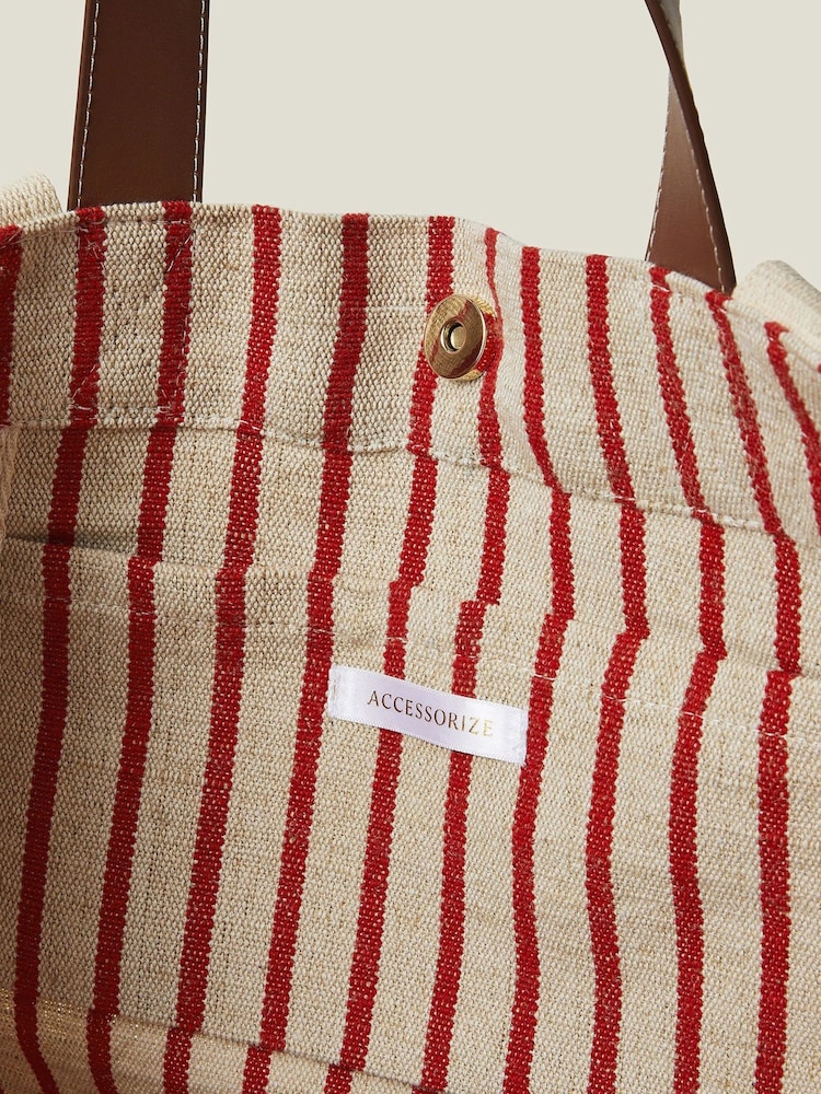 Bolso tote grande de lona a rayas 100% de algodón de Accessorize - Imagen 4 de 4
