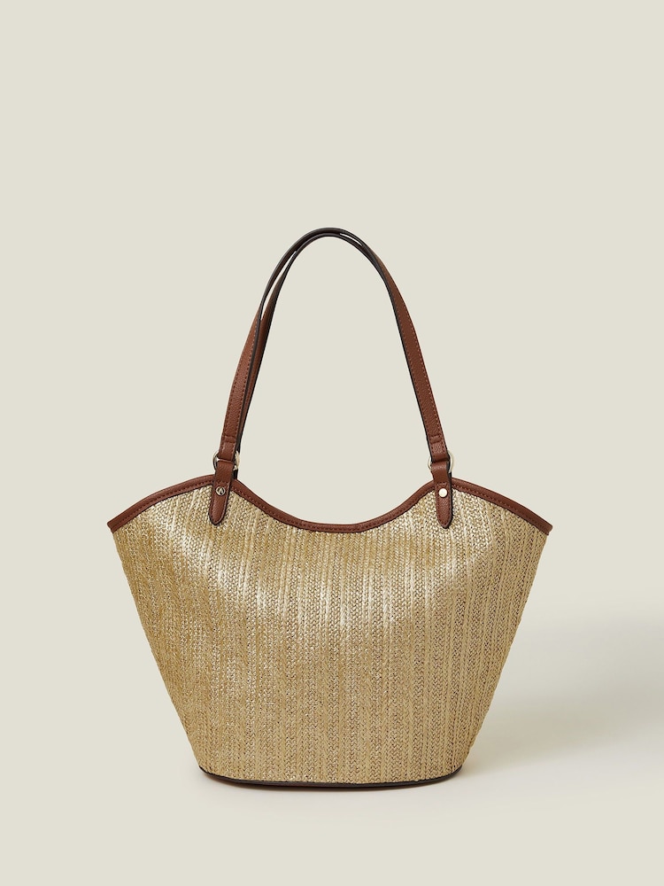 Nakupovalna torba Accessorize V kovinskih barvah Raffia - Slika 1 iz 5