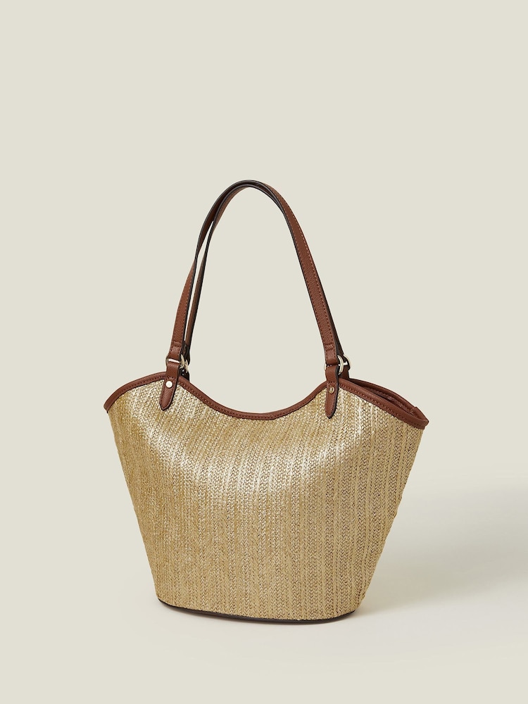 Nakupovalna torba Accessorize V kovinskih barvah Raffia - Slika 2 iz 5