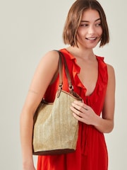 Nakupovalna torba Accessorize V kovinskih barvah Raffia - Slika 5 iz 5