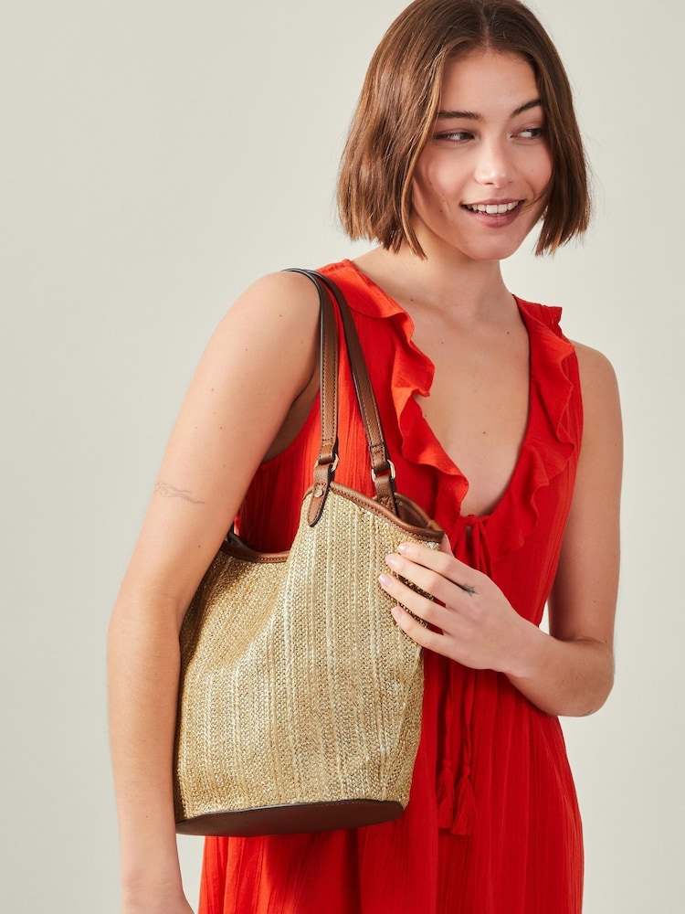 Nakupovalna torba Accessorize V kovinskih barvah Raffia - Slika 5 iz 5