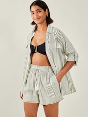 Accessorize Green Stripe Beach Shirt - Image 1 of 4