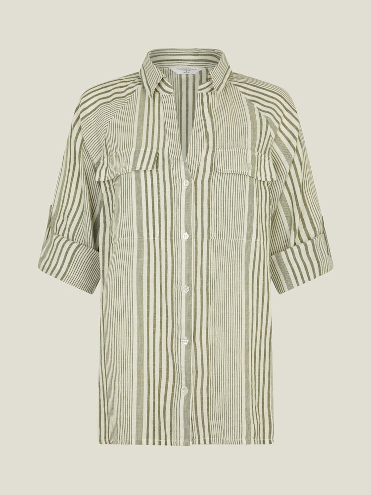 Accessorize Green Stripe Beach Shirt - Image 4 of 4