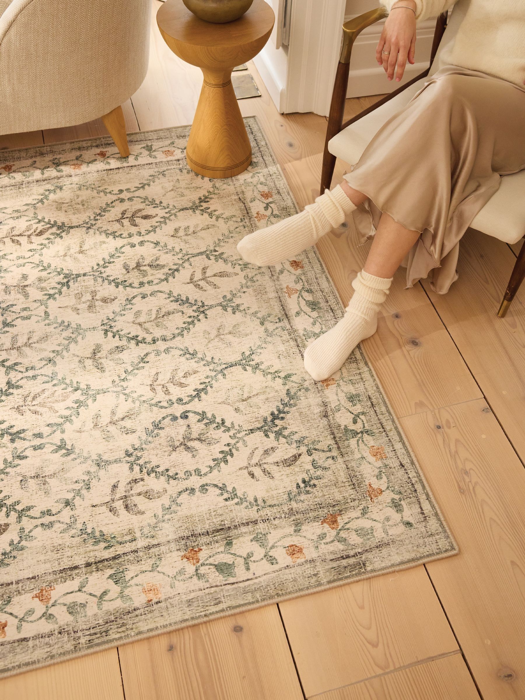 Buy Hug Rug Natural and Green British Made Washable English Garden Rug ...