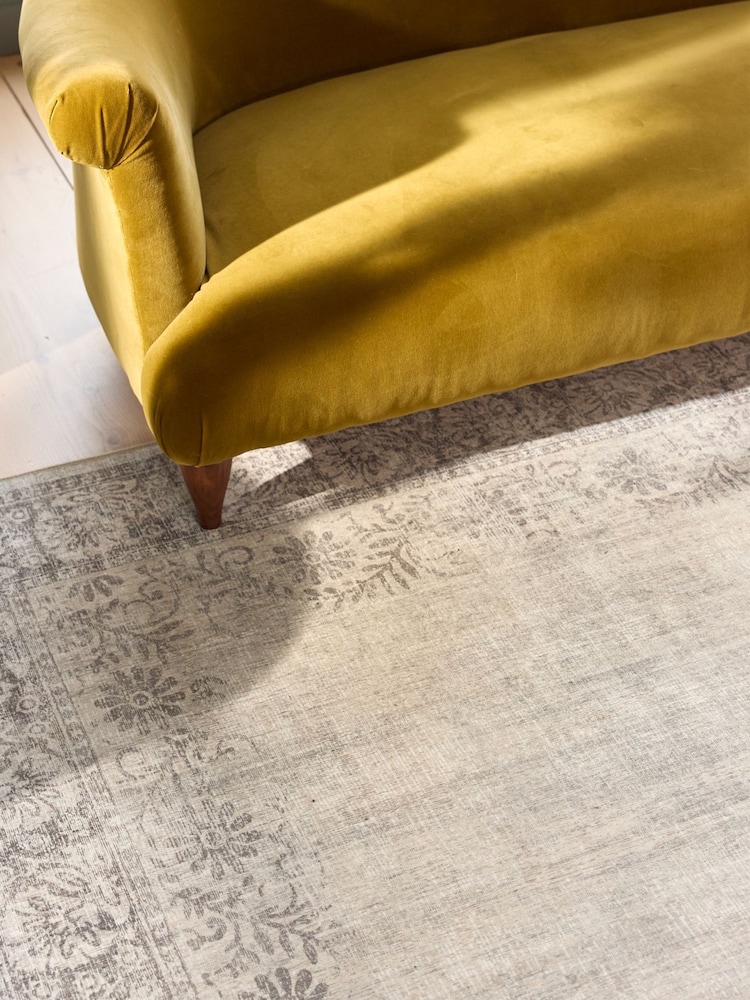 Hug Rug Natural and Grey British Made Washable Brocade Border Rug - Image 2 of 7