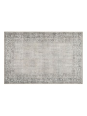Hug Rug Natural and Grey British Made Washable Brocade Border Rug - Image 3 of 7