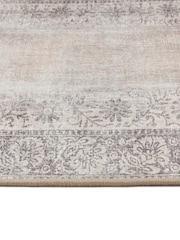 Hug Rug Natural and Grey British Made Washable Brocade Border Rug - Image 6 of 7