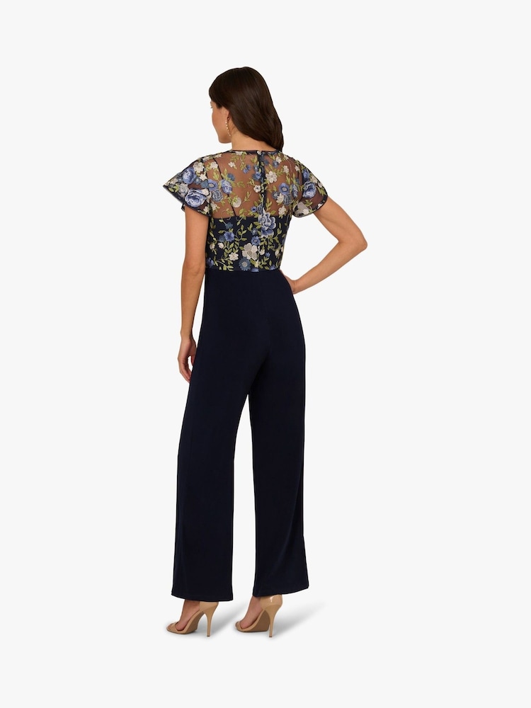 Adrianna Papell Blue Embroidered Combo Jumpsuit - Imagen 2 de 6