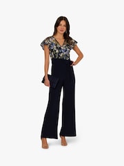 Adrianna Papell Blue Embroidered Combo Jumpsuit - Imagen 3 de 6