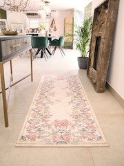 Hug Rug Cream and Floral British Made Washable Botantical Border Rug - Image 1 of 6