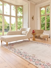 Hug Rug Cream and Floral British Made Washable Botantical Border Rug - Image 2 of 6
