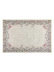 Hug Rug Cream and Floral British Made Washable Botantical Border Rug - Image 5 of 6