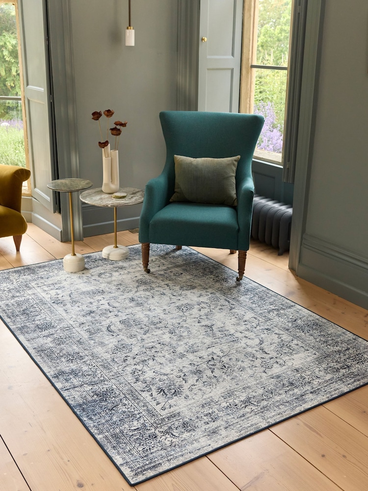 Hug Rug Navy Blue British Made Washable Vintage Imperial Rug - Image 2 of 6