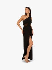 Adrianna by Adrianna Papell Knit Crepe Long Black Dress - Image 1 of 6